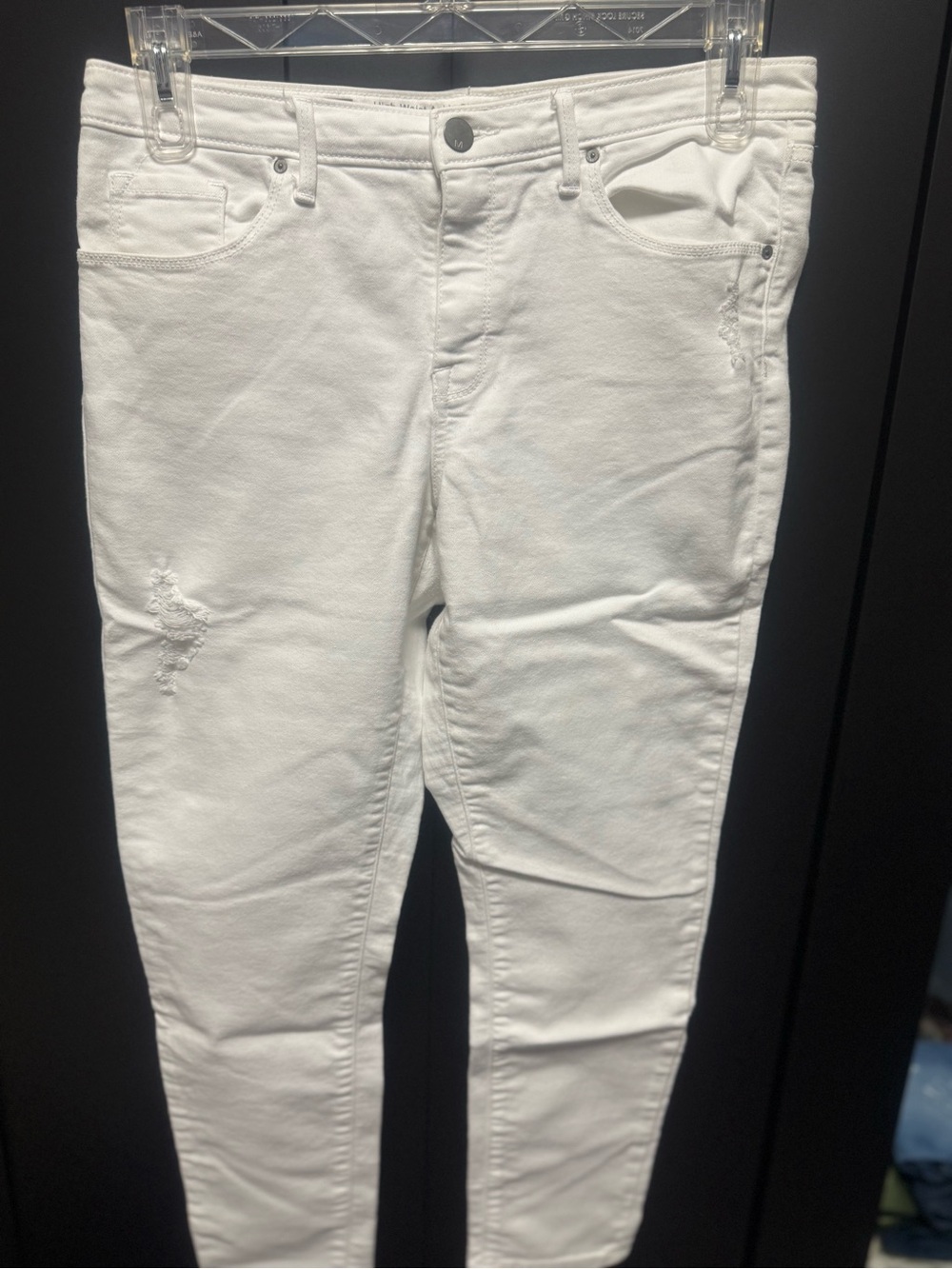 Mossimo Supply Co. White Skinny Jeans with Subtle Distress